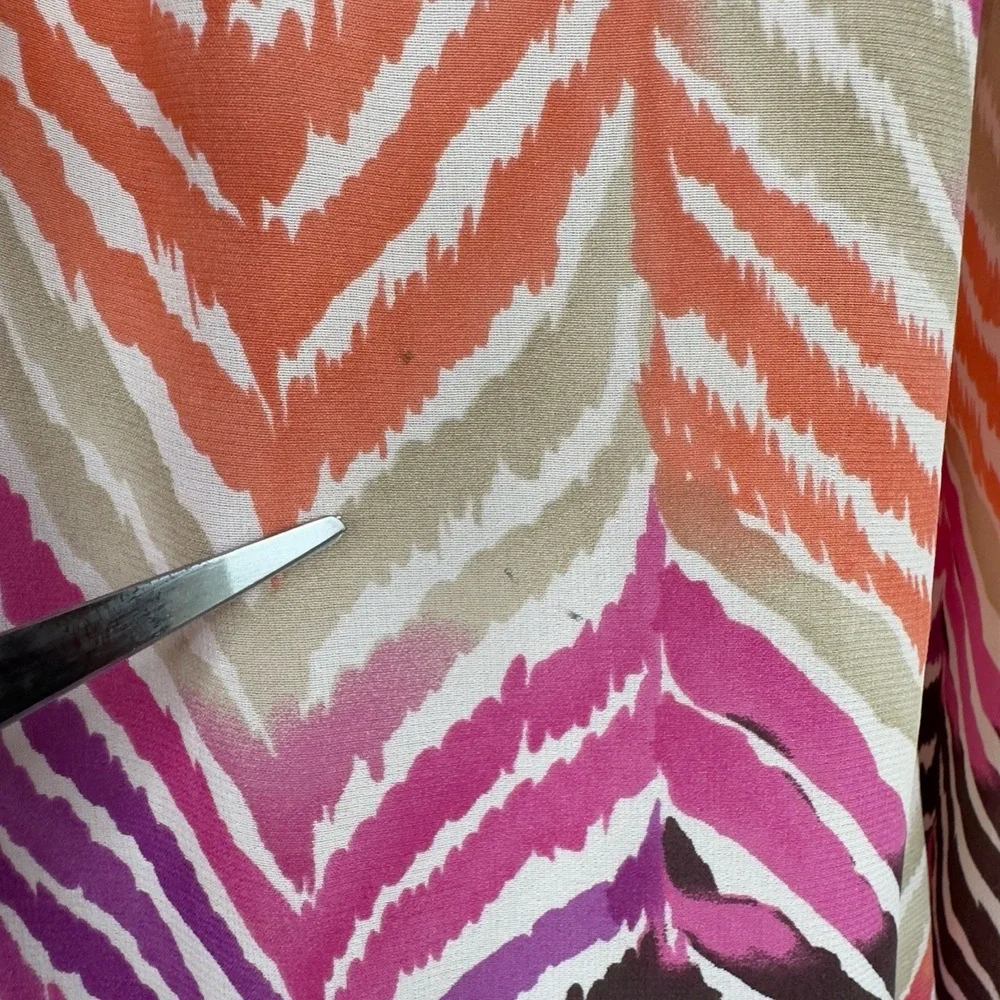 Trina Turk Shirt Women S Colorful Silk Abstract Artsy Peasant Boho Coastal Beach
